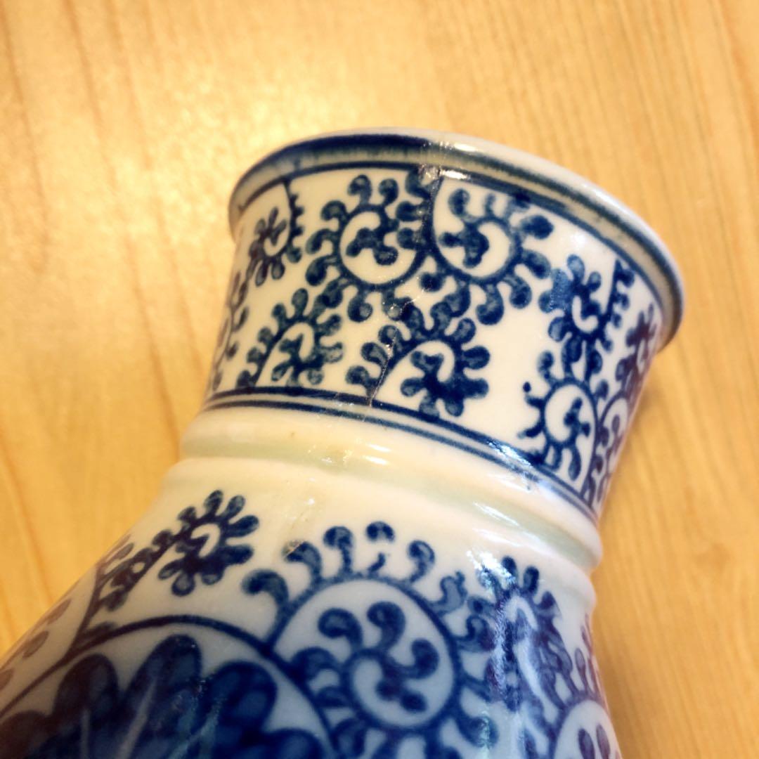 値下げ！古道具 骨董 中国唐物 染付 花入 花器 大清乾隆 印