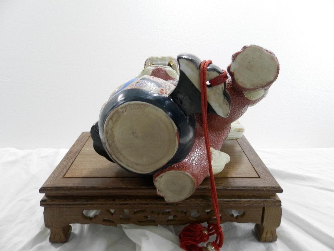 時代物 九谷焼  金彩 色絵  狛犬  唐獅子 小槌獅子 縁起物 魔除け 陶器