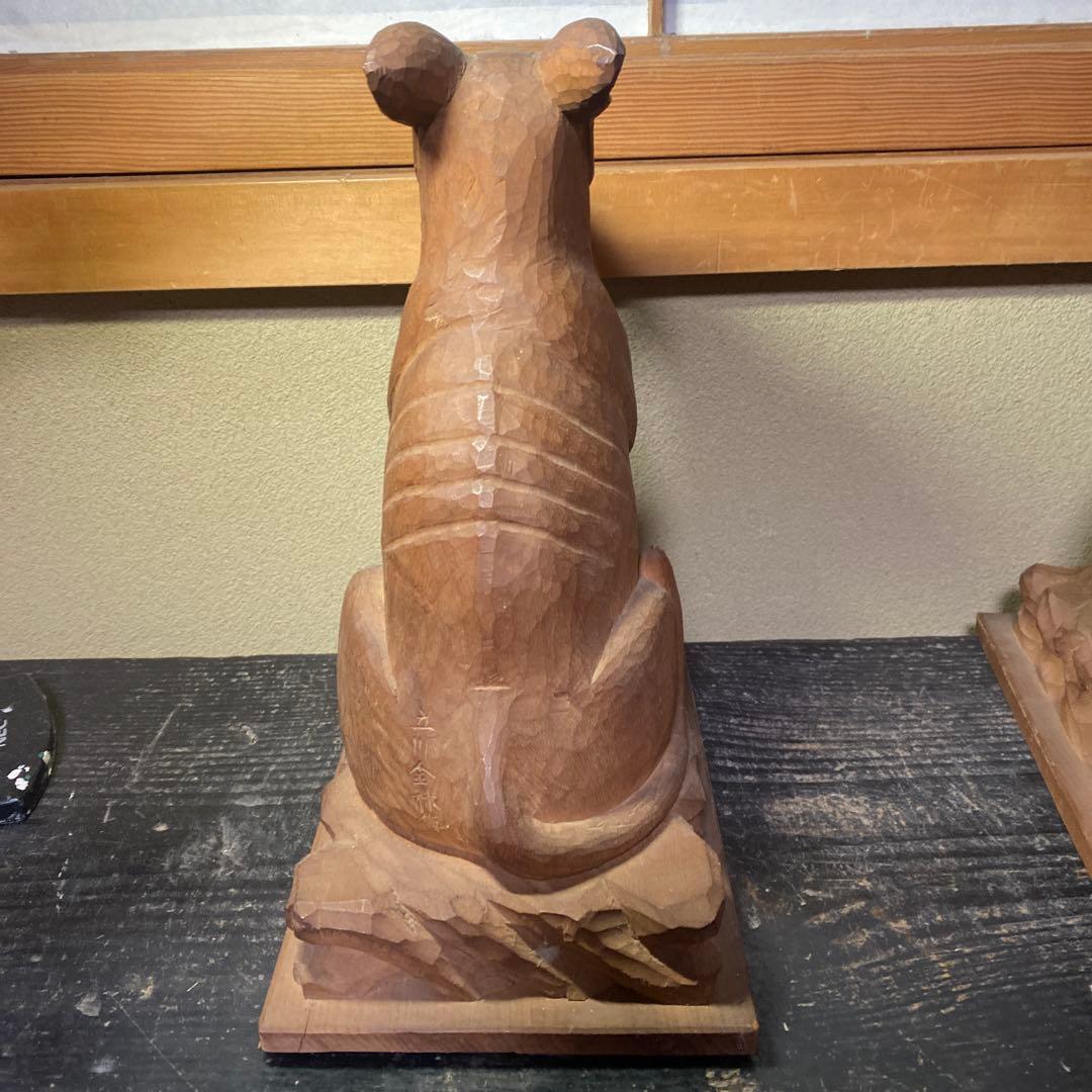 仏師 立川金禄作 木彫狛犬一対セット - メルカリ