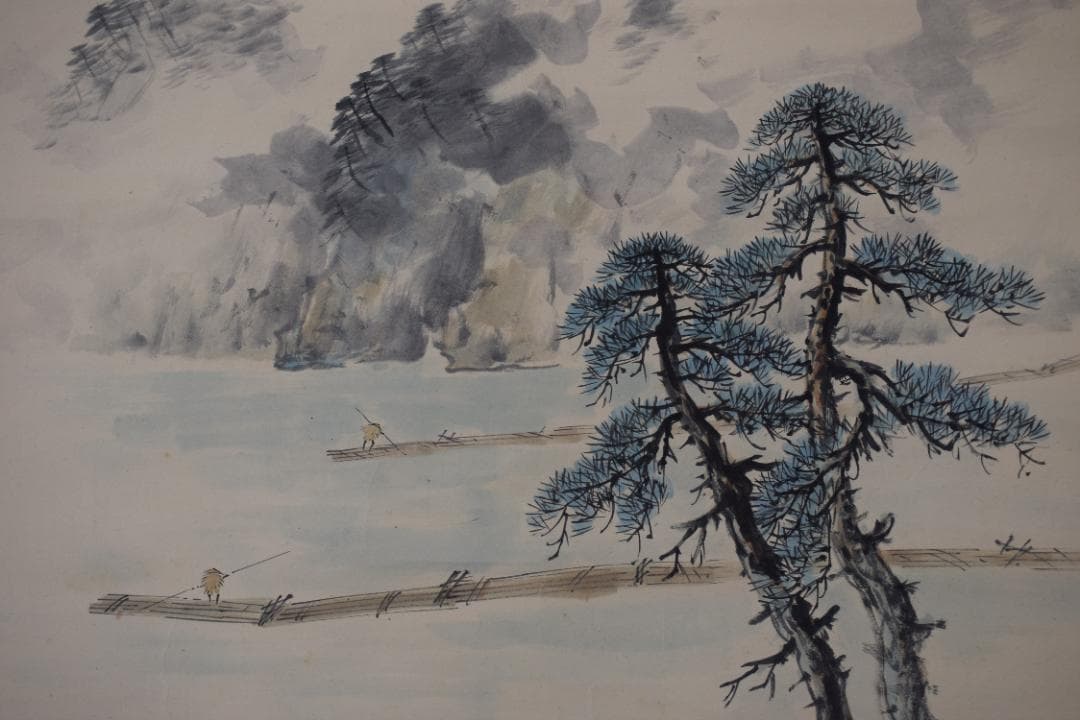 真作】藤井松山/旭日老松図/掛軸☆宝船☆Y-529JM