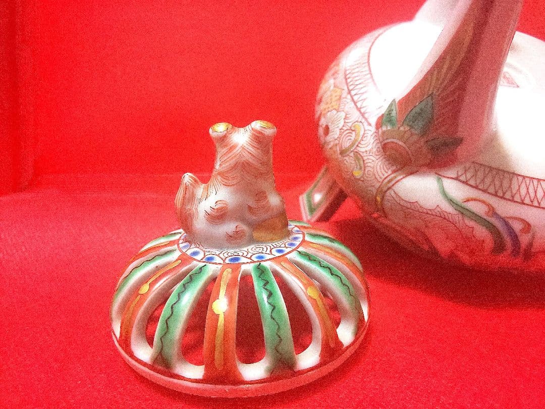 獅子摘 耳付足高 三足 香炉 角福　香道具 古美術 骨董品