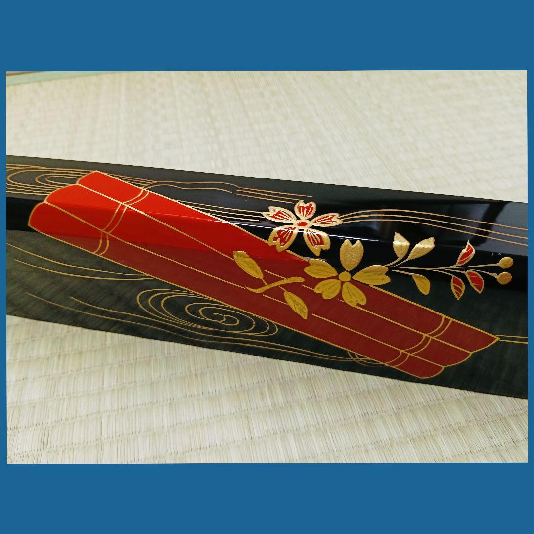 AN19 炉縁 村田宗覚作 花筏蒔絵 木製漆塗 共箱 外