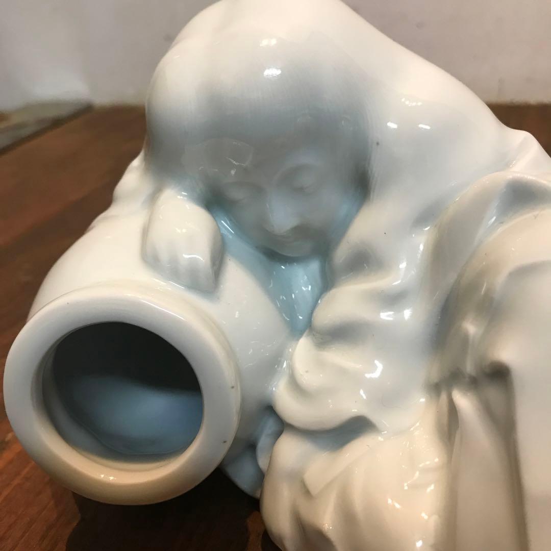 美品 陶器 慈山伯 猩々 白磁 置物 オブジェ 当時物 丁寧な作り