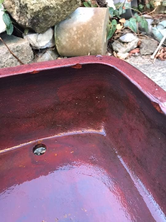 盆栽鉢　時代盆栽鉢部銭号長方鉢美しい紅色梨皮