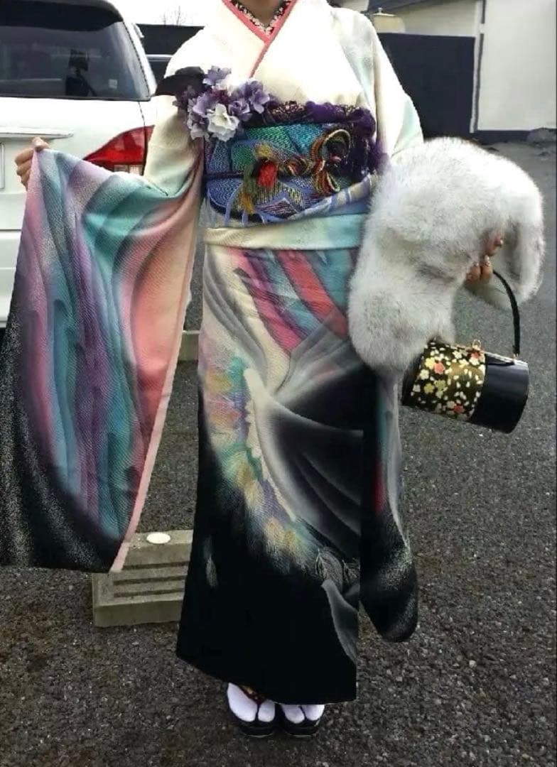 成人式 振袖 フルセット】正絹 孔雀 秋山庄太郎デザイン - メルカリ