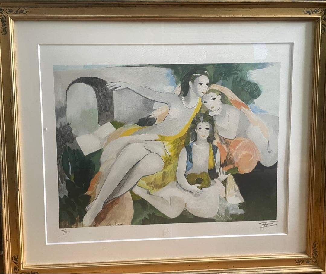 マリー・ローランサン 「三人の若い女」 500部限定 直筆サイン　特大サイズ マリー・ローランサン「三人の若い女」の買取・査定は美術のプロにお