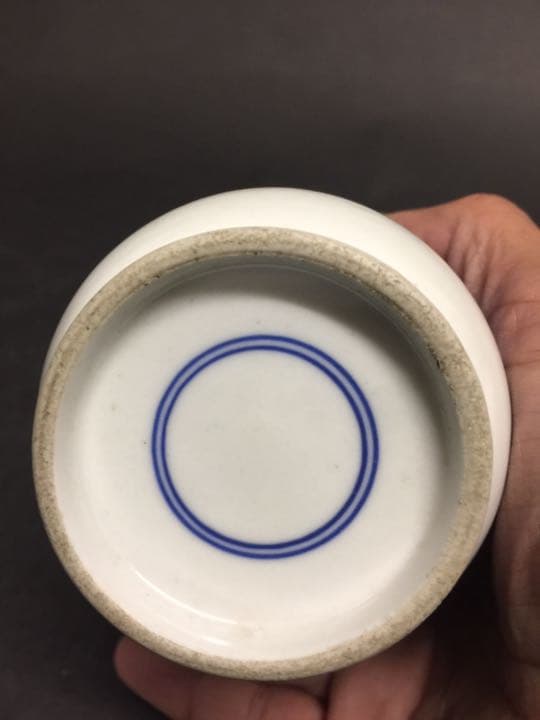 染め付き 花入 花生 青花花瓶 在銘 馬骀画