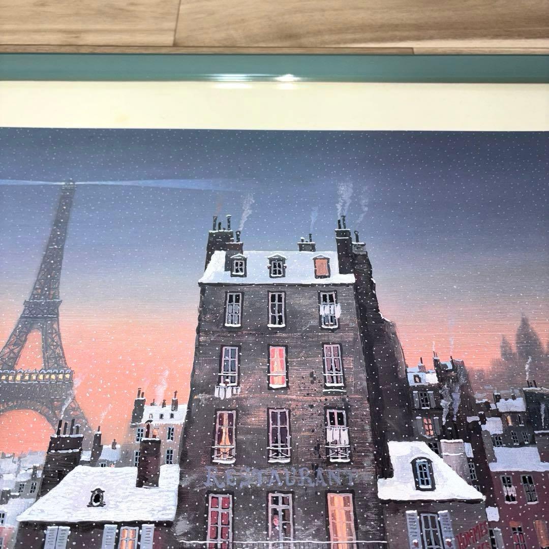 ミッシェル ドラクロワ 夕暮れのエッフェル塔 額入りポスター - 絵画一