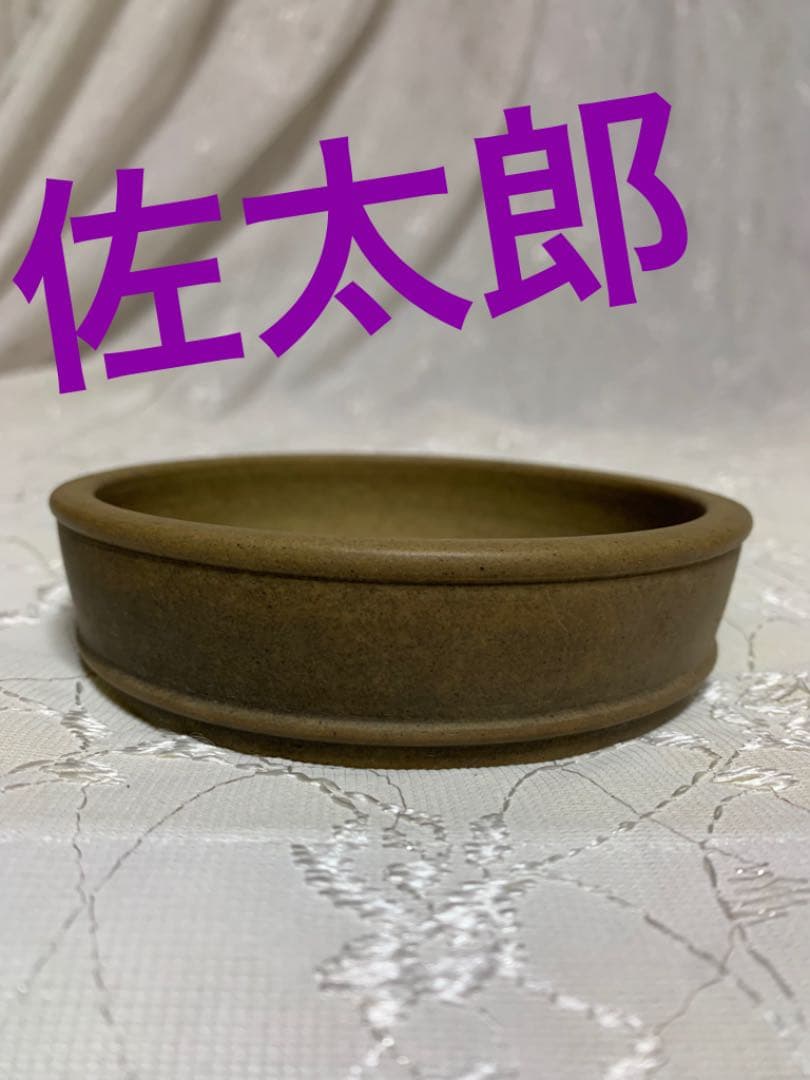 佐太郎丸松の絵彫り盆栽鉢