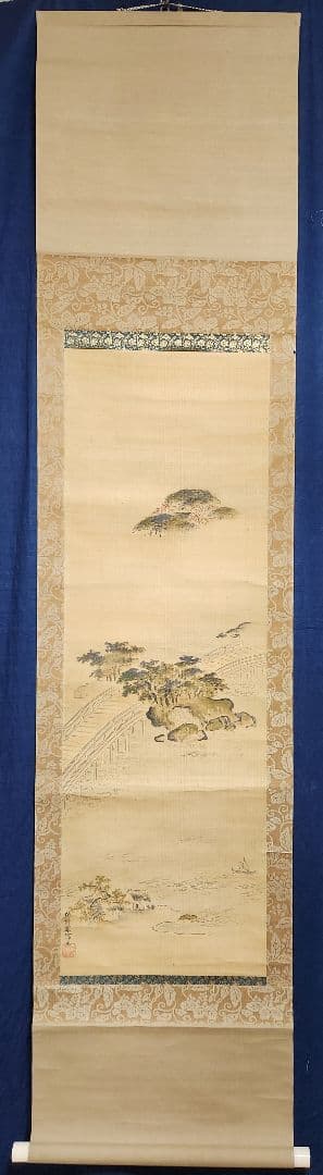 【近江八景図 双幅】狩野友甫宴信 1009 滋賀 掛け軸 肉筆 江戸狩野