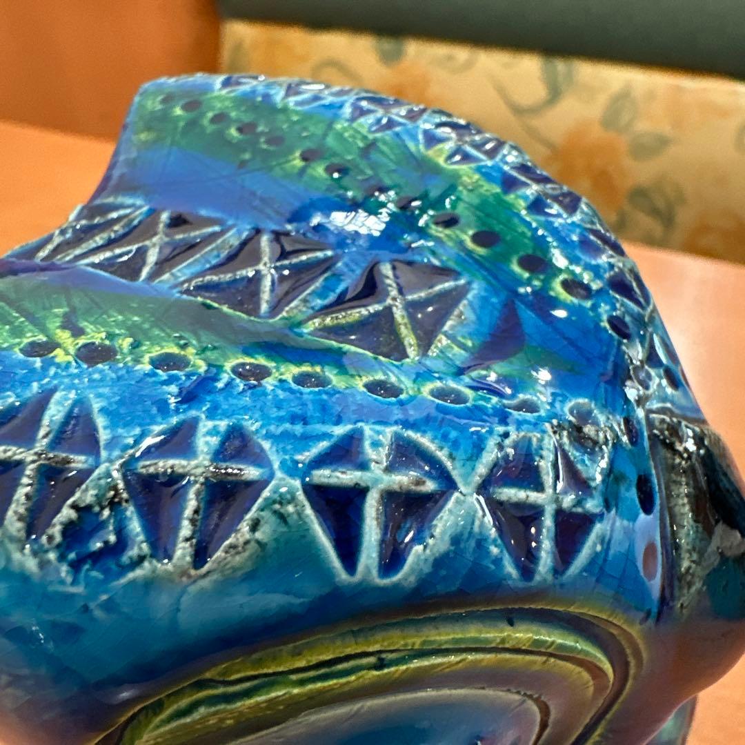 Italy Bitossi社 Flavia リミニブルー フウロウオブジェ 美品