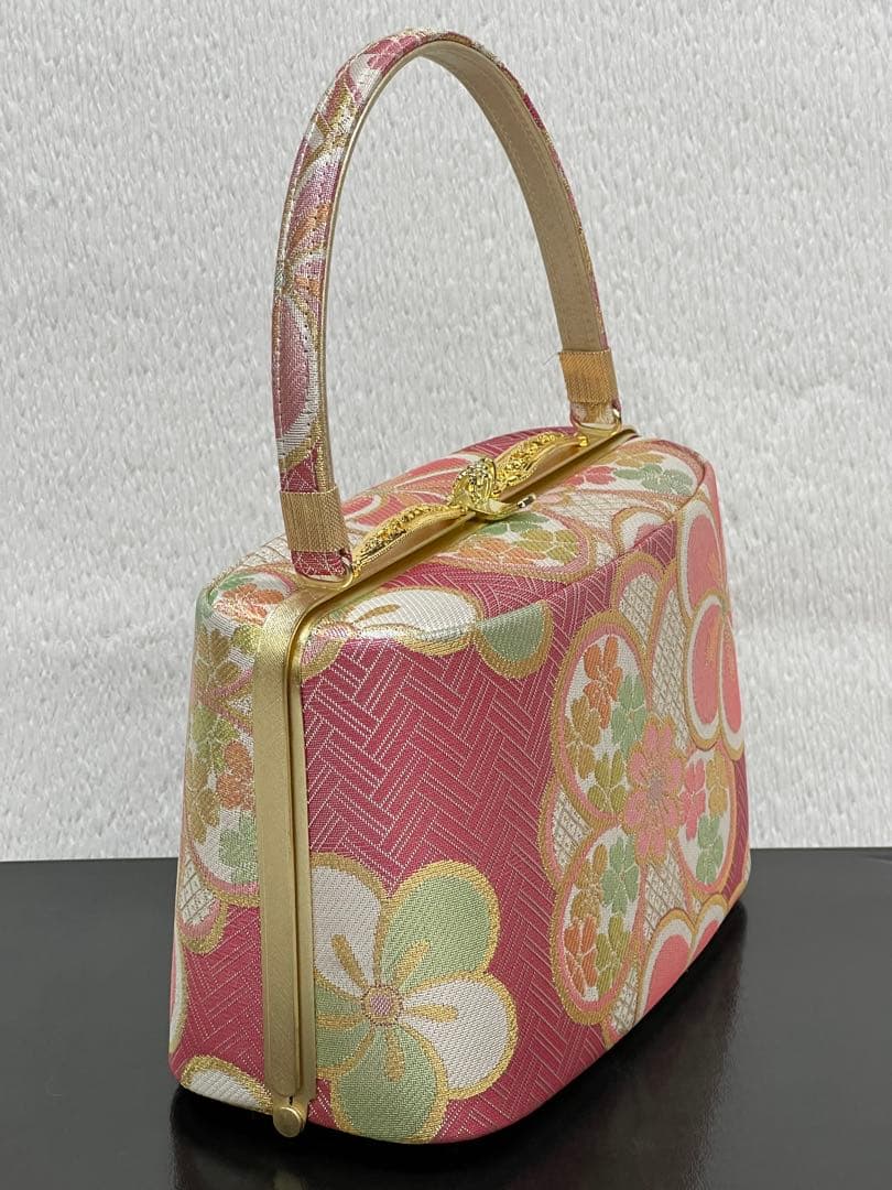 花柄 和装用バッグと草履セット　礼装　振袖　成人式　Mサイズ　厚底