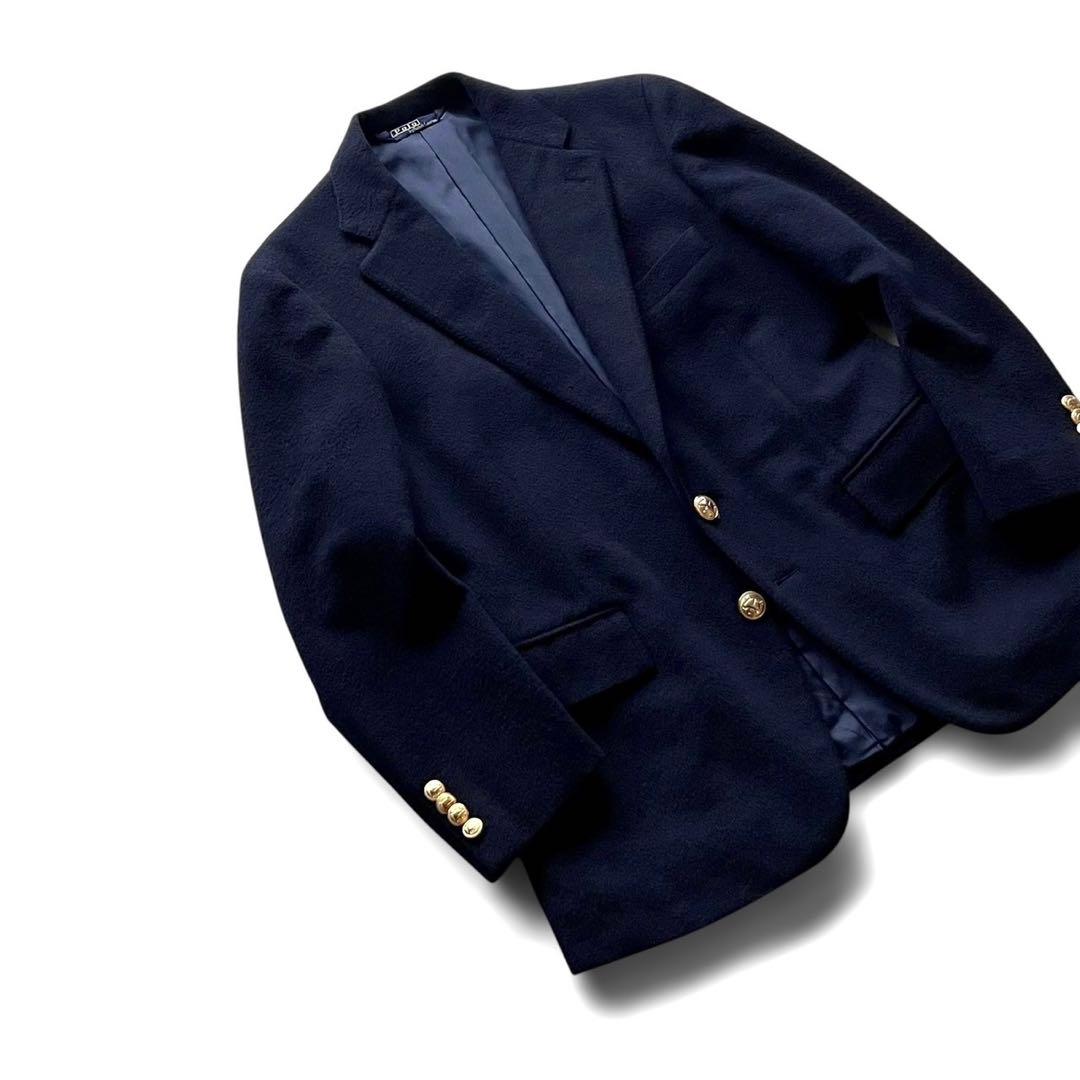 【美品】ヴィンテージPOLO RALPH LAUREN ウール金釦紺ブレザー