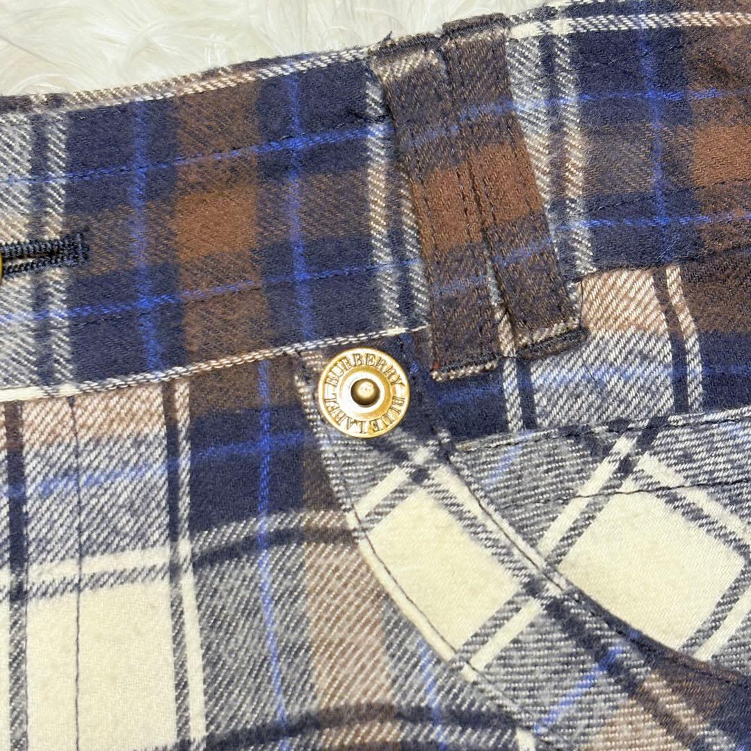 BURBERRY チェック　フリルミニスカート　Y2K 平成ファッション　ブルー
