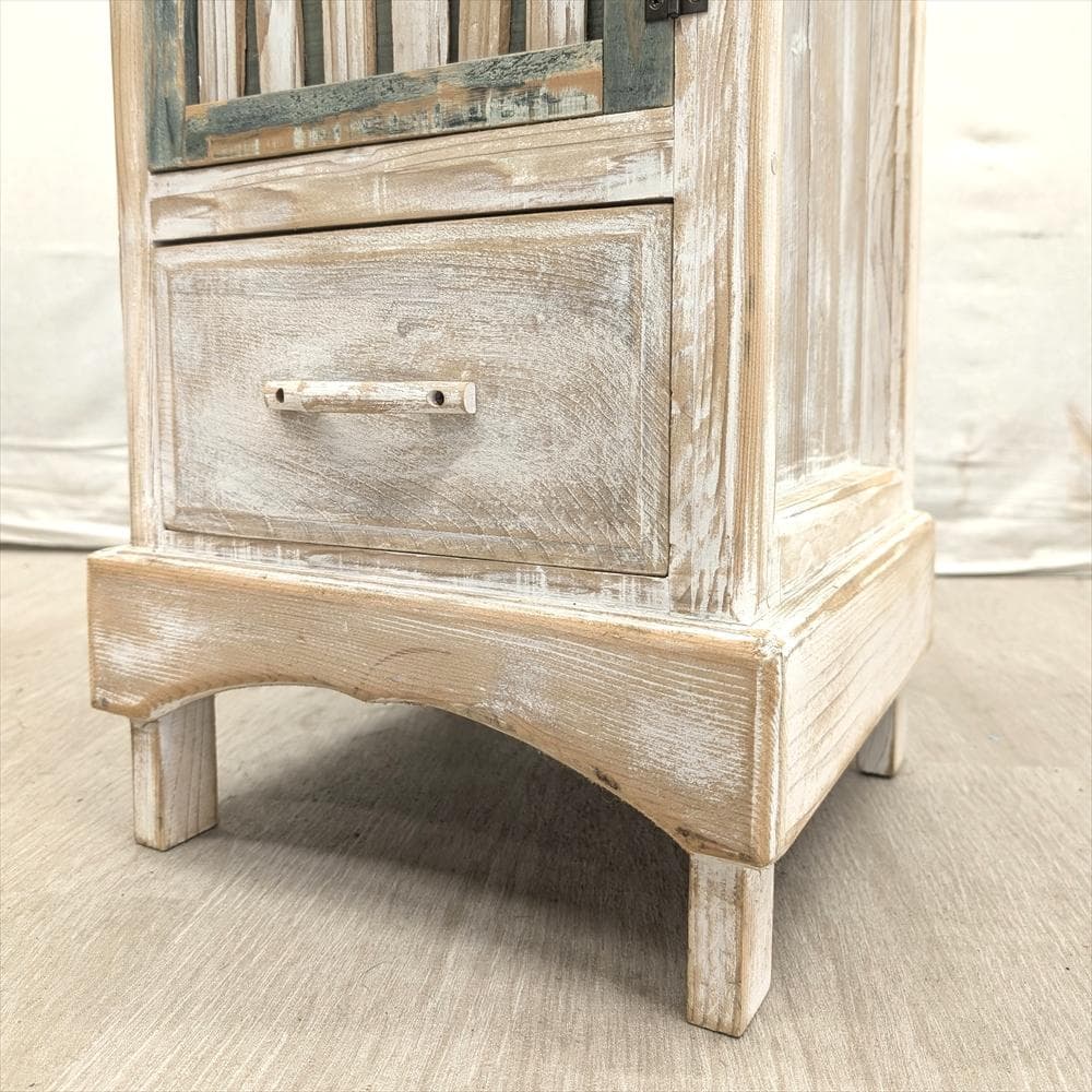 展示品 木製 シャビー ハンドメイド キャビネット 収納棚 食器棚 花台