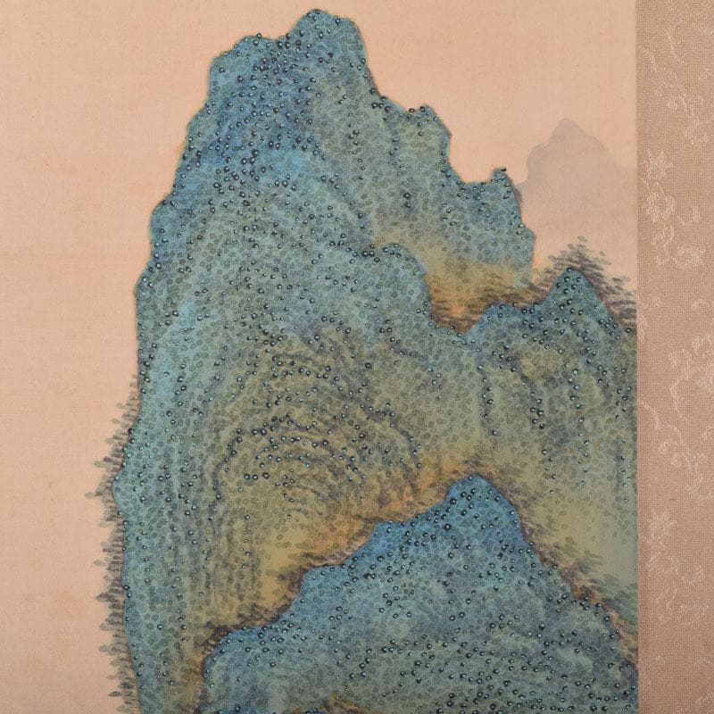 掛軸 田能村正東山人画賛 山水人物漢詩図 共箱 C 8679A