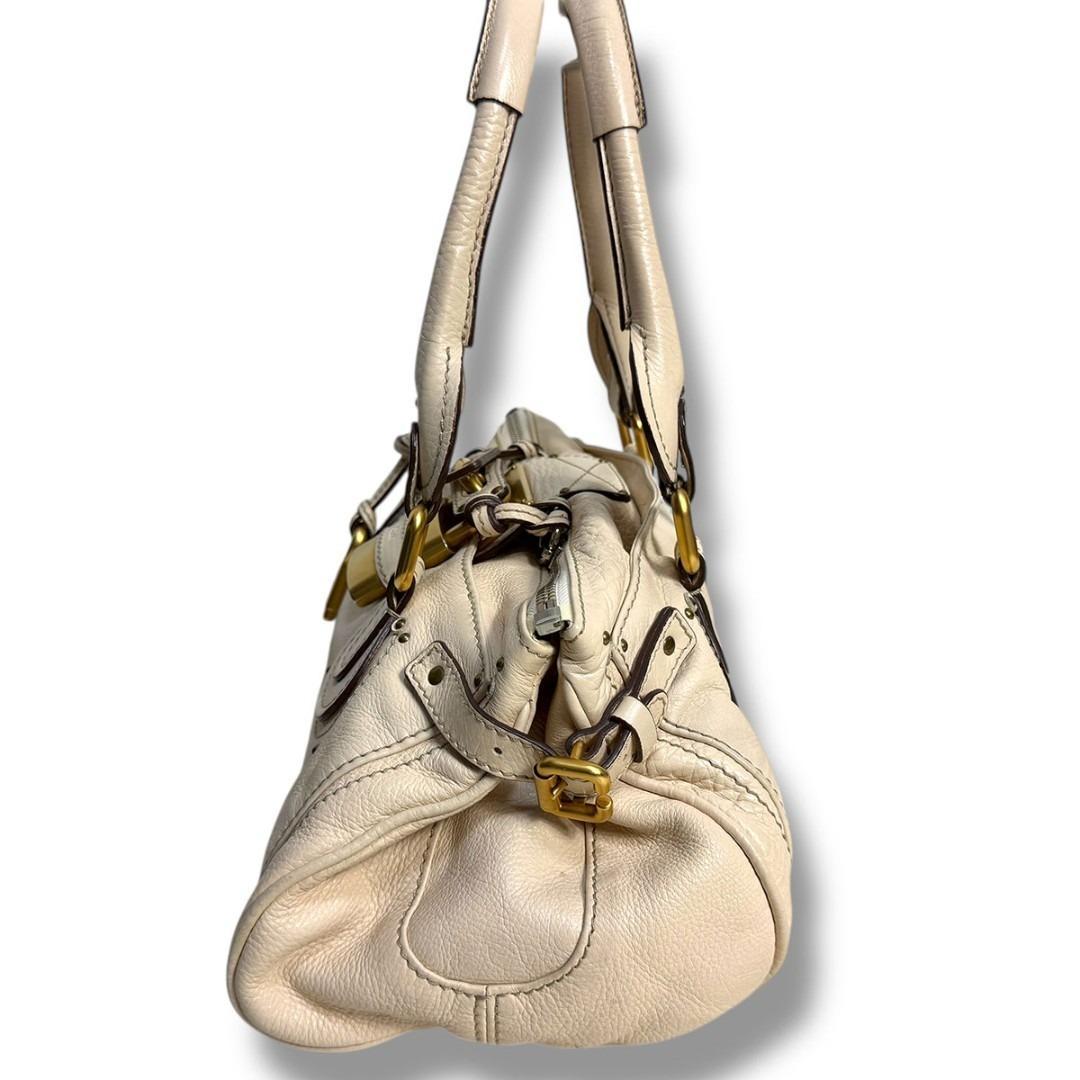 J7314 良品 クロエ Y2Kアーカイブパディントン ハンドバッグ アイボリー