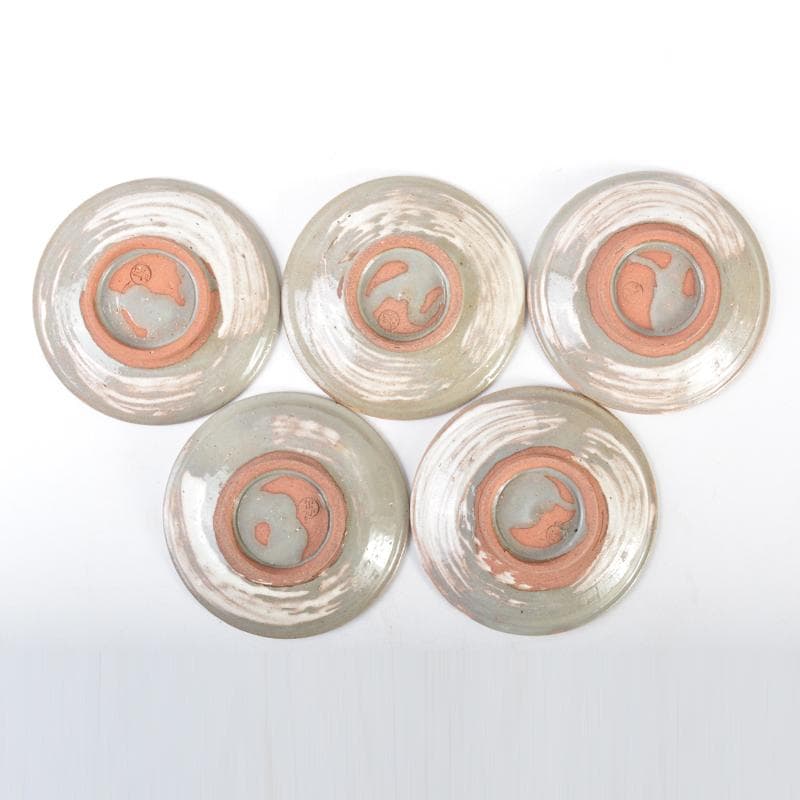 丹山窯 小峠葛芳造 三島手花文 菓子皿 五客 共