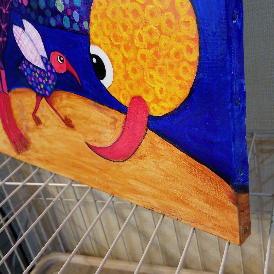 油絵 けい様専用 羽ばたく練習を見る鳥