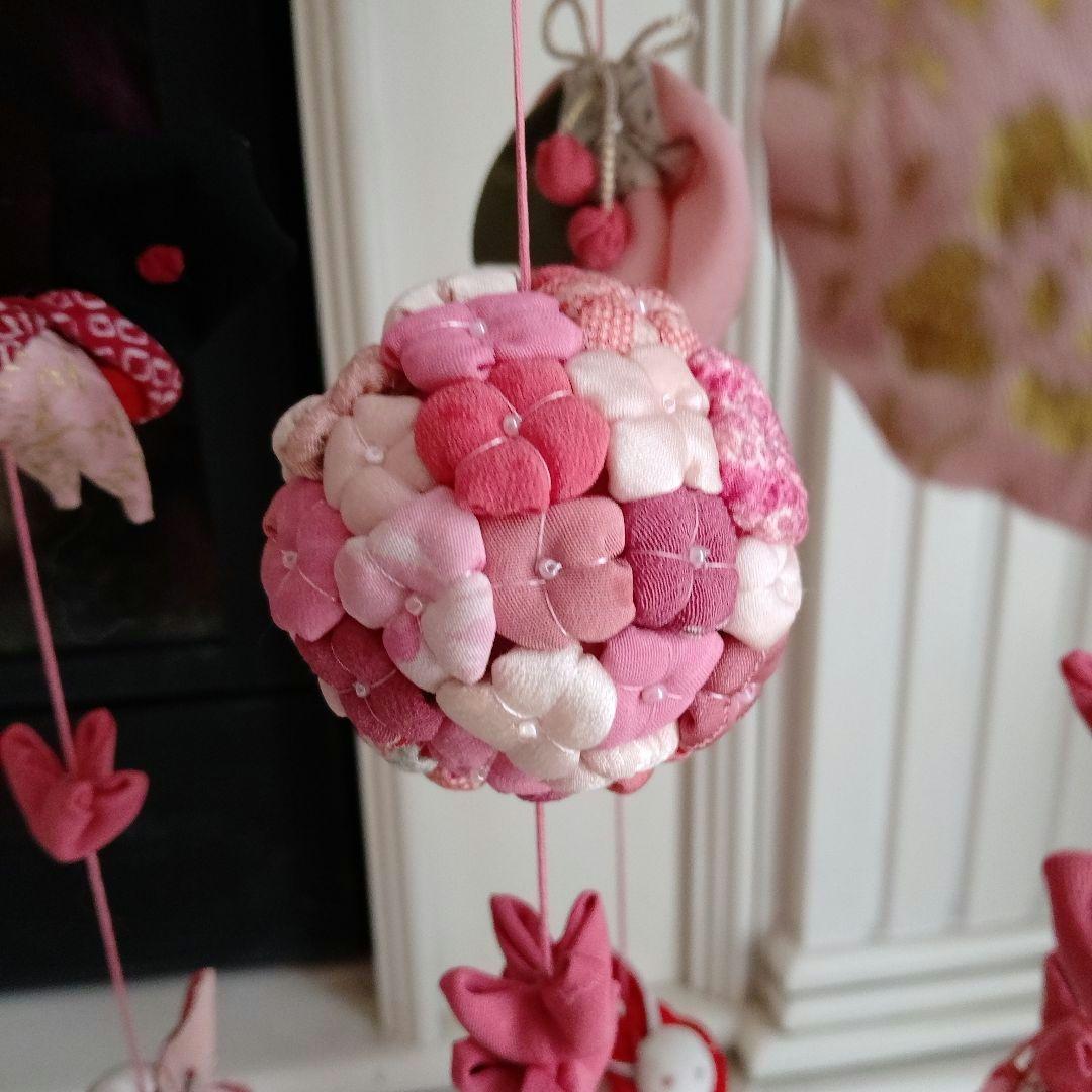 吊るし飾り　雛人形　ちりめん細工 吊るし雛　 ハンドメイド　2個掛台付