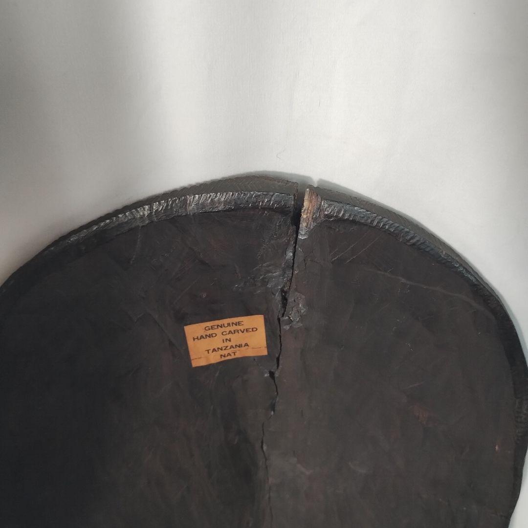 c【亀裂あり】 タンザニア 木製 彫刻 木彫り 面 特大
