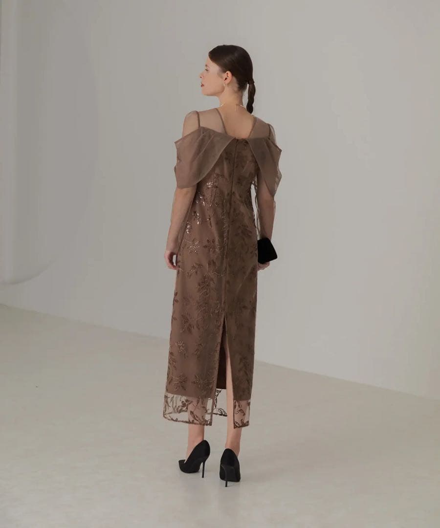 LEJA チュールロングスリーブリーフIラインワンピースドレス