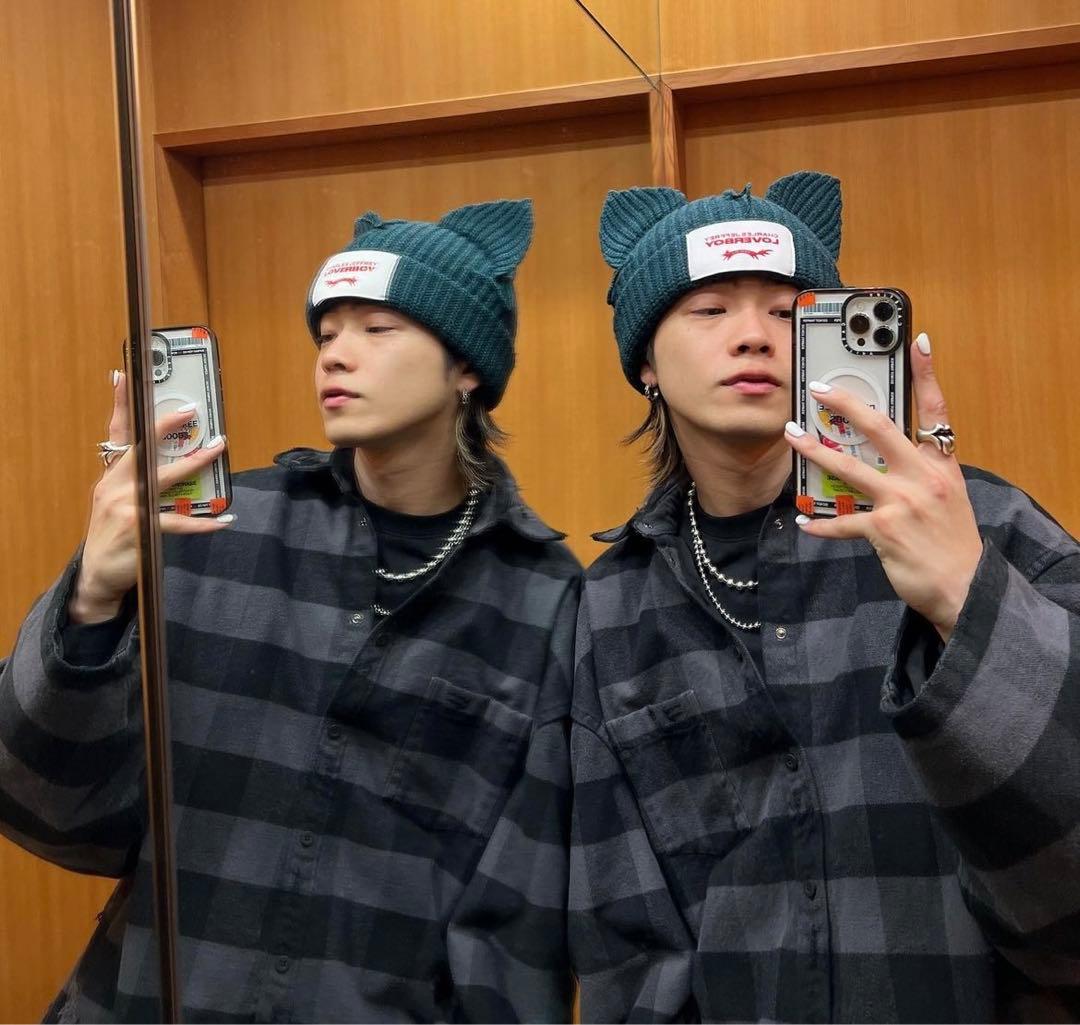 LOVERBOY ニット帽 BLACK CHARLES JEFFREY LOVERBOY チャールズ