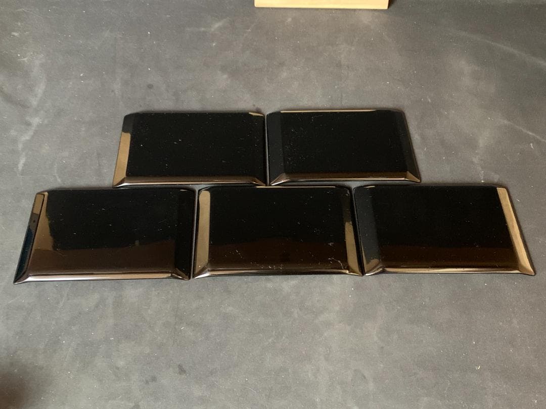 輪島塗 田中双竹堂謹製 沈金蒔絵 京極杞陽俳句 銘々盆 5客 共箱 865