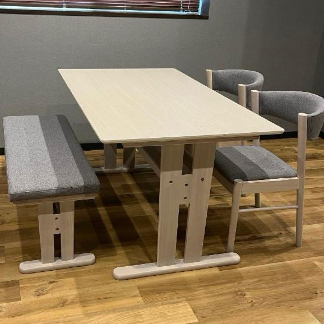 Therese　ダイニング4点セット　テーブル　ベンチ　チェア　ホワイト