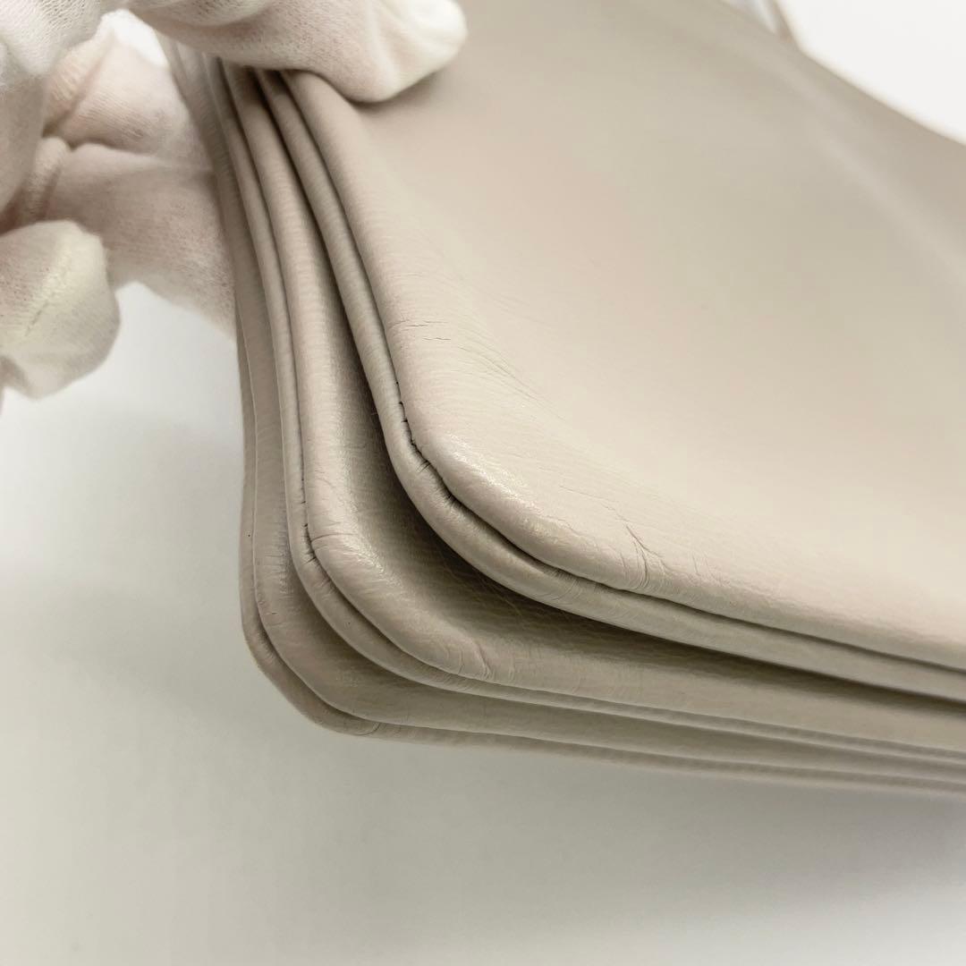 CELINE トリオ ラージ レザー ショルダーバッグ ライドグレー