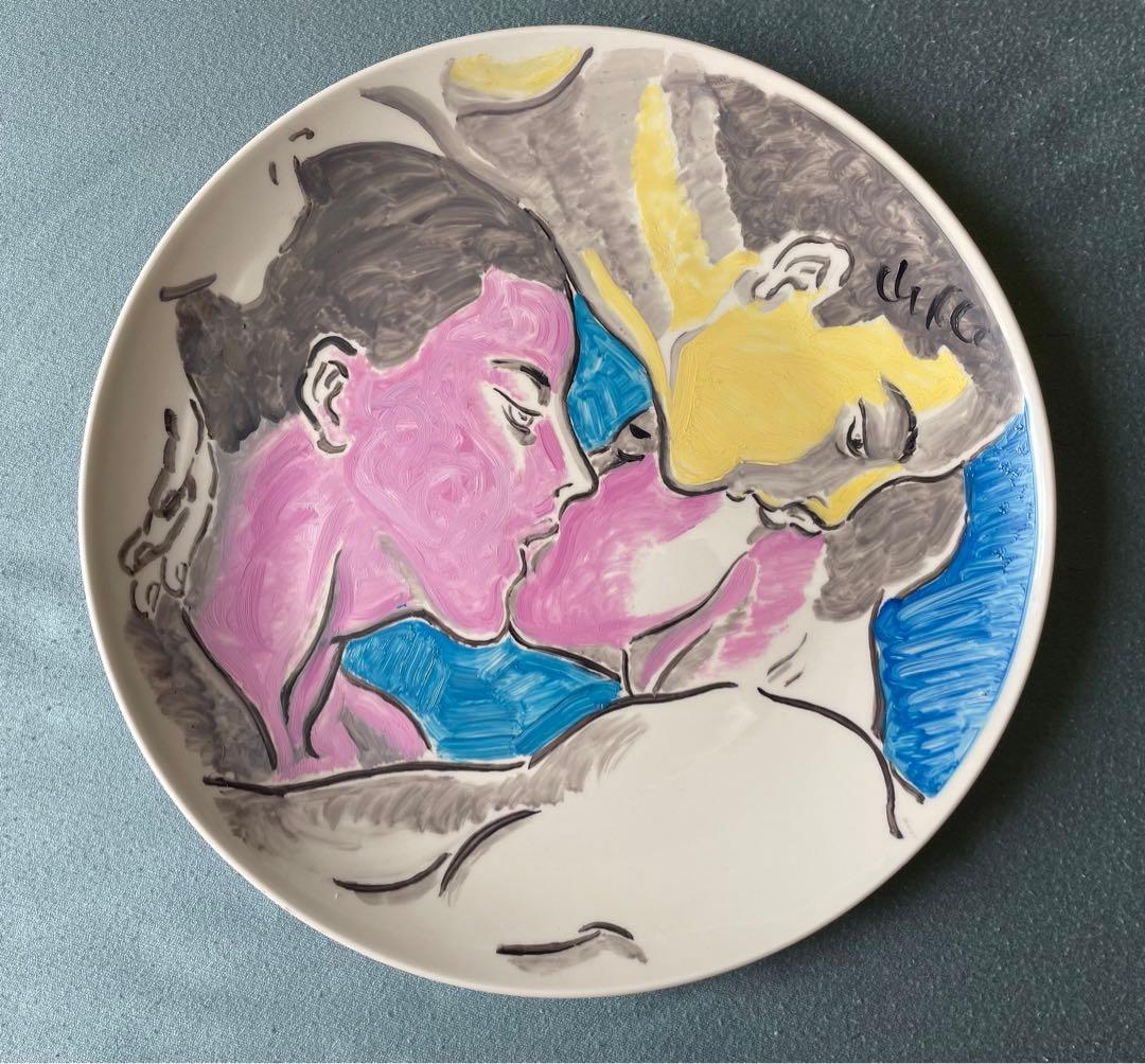 レア　美人画の俊才　陳貴平Chen Guipingが描く油彩画飾皿　本物保証