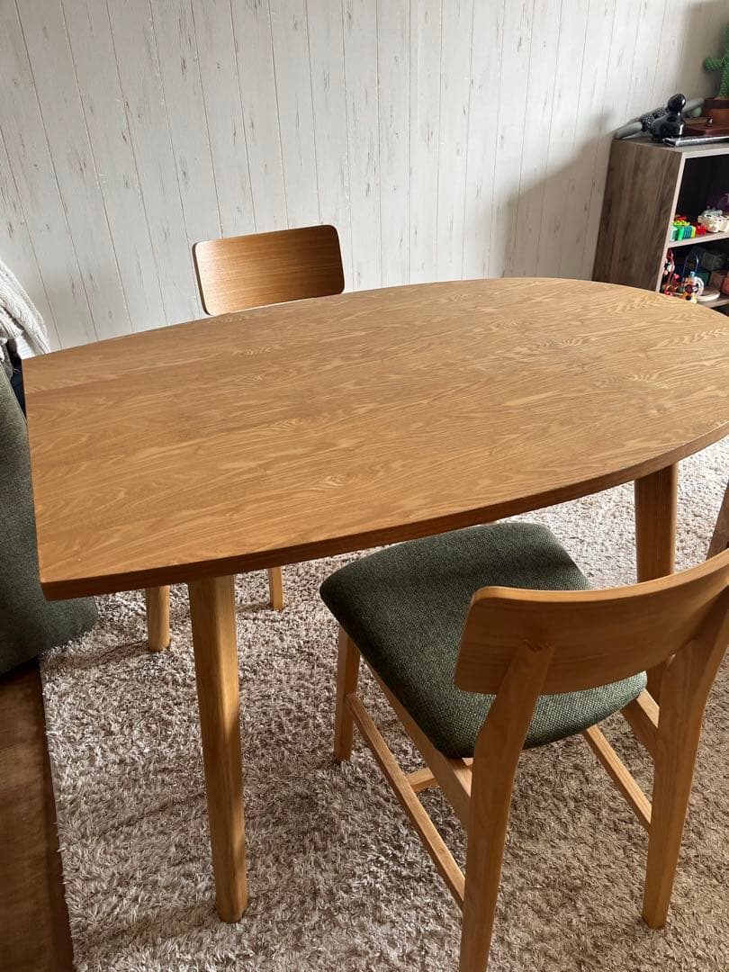 木製半楕円形ダイニングテーブル　椅子は別途出品してます　Francfranc