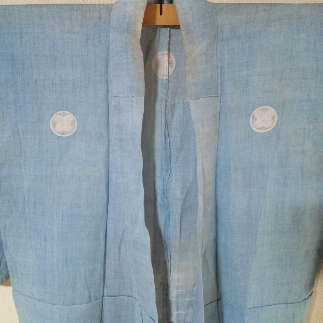 藍染め古布 赤穂浅野家家紋付 藍染め古着 ボロ藍染 藍染め 家紋