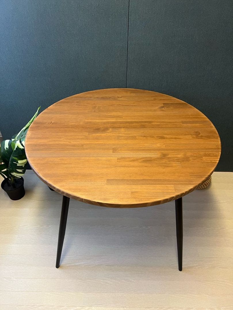 オーダー】 テーブル 正方形 80cm パイン ウォルナット調 ボルト連結脚