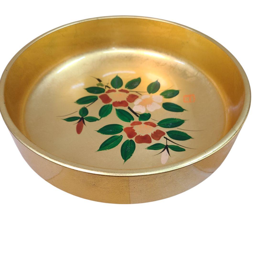 極美品】山中漆器菓子鉢特選山中塗椿金箔模様24,5cm箱付き - メルカリ