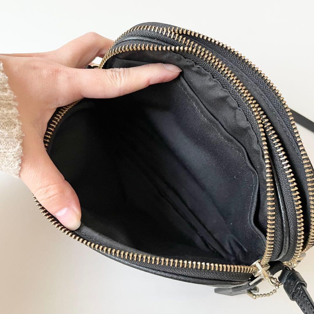 【極美品】COACH ダブルファスナー ショルダーバッグ カメラバッグ 黒