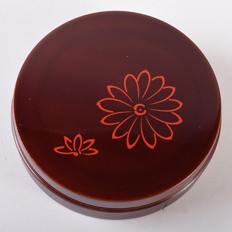 茶道具　岡本漆専堂造　留塗　菊ノ画　丸香合　八幡宗豊花押　共箱　C　R7965