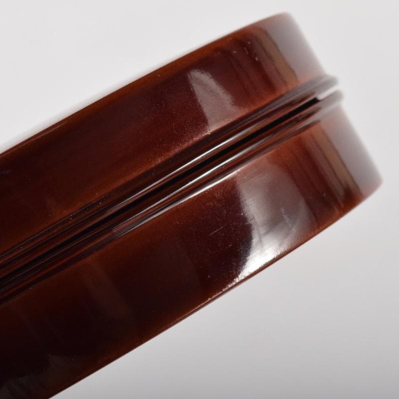 茶道具　岡本漆専堂造　留塗　菊ノ画　丸香合　八幡宗豊花押　共箱　C　R7965