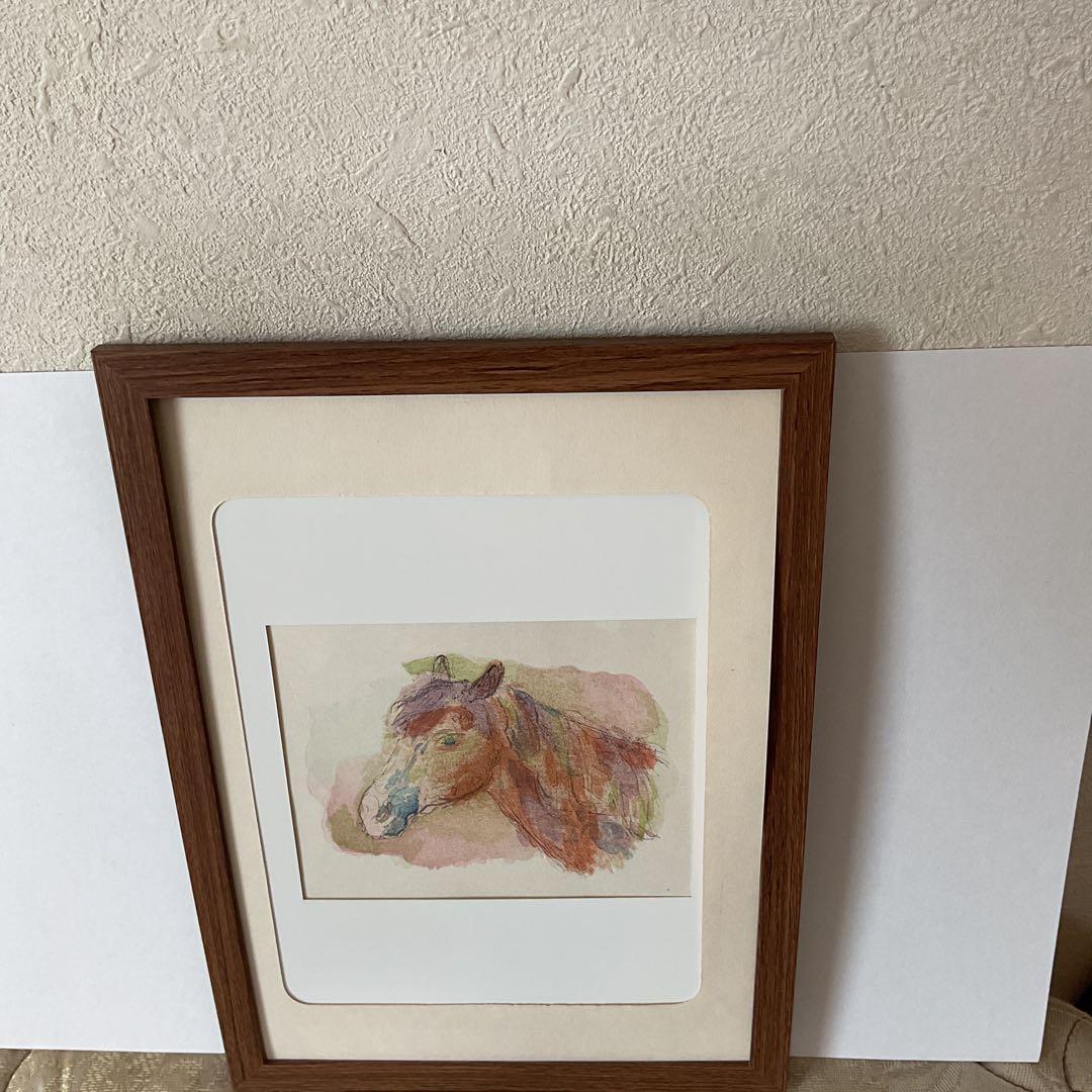 坂本繁二郎 木版 《 馬 の 首 》 1958年 制作 額装