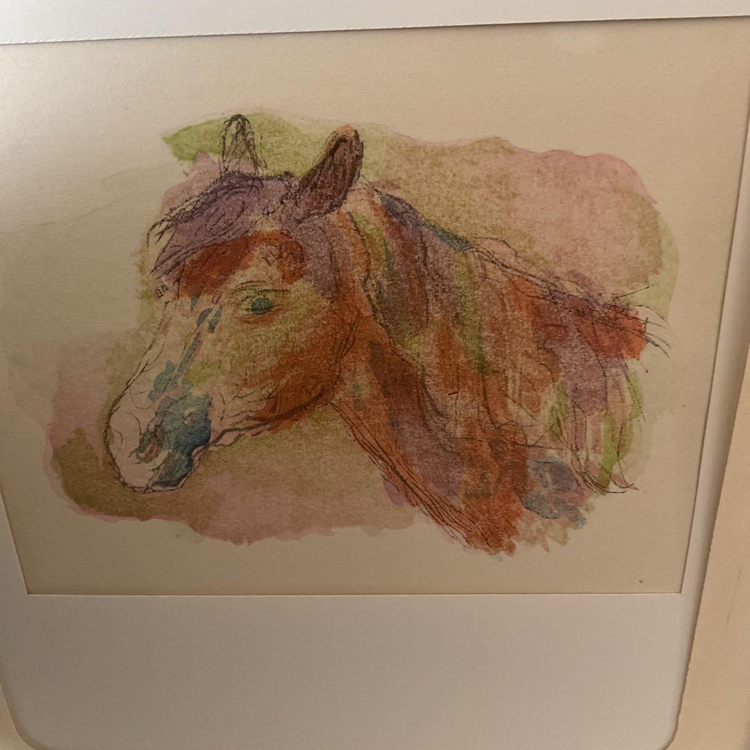 坂本繁二郎 木版 《 馬 の 首 》 1958年 制作 額装