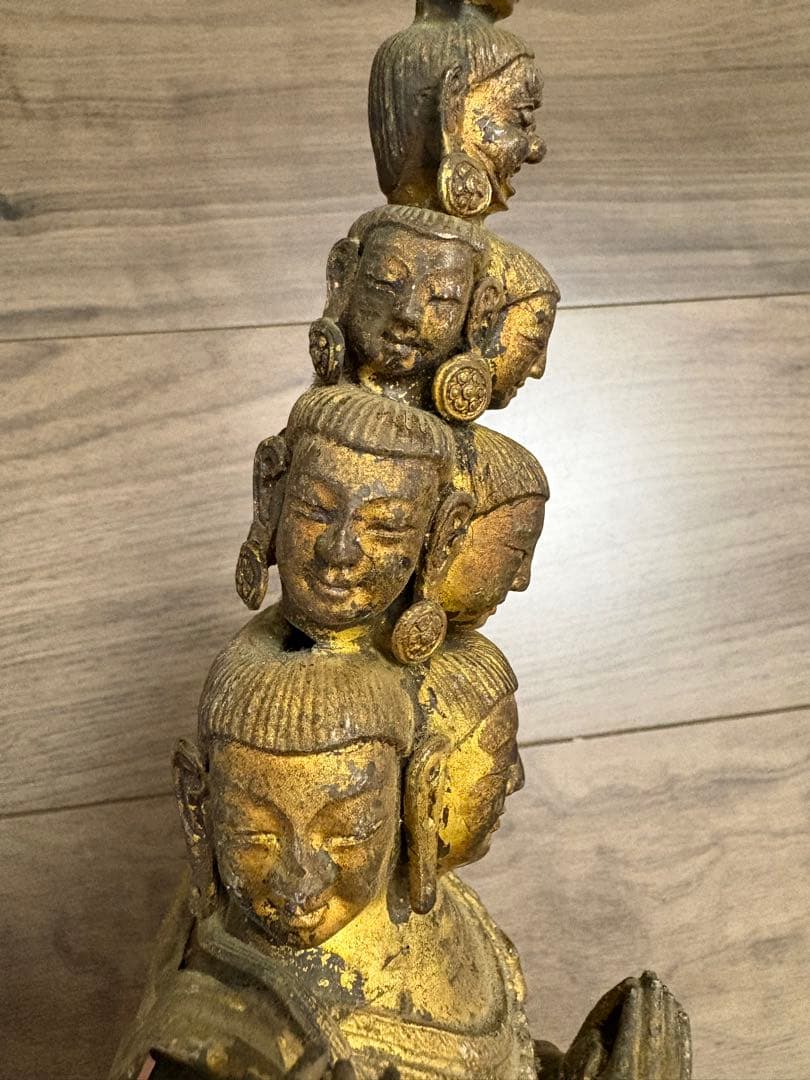 h*k様 八臂十一面塗金観音立像　古銅製 清時代 古董 重約1100克