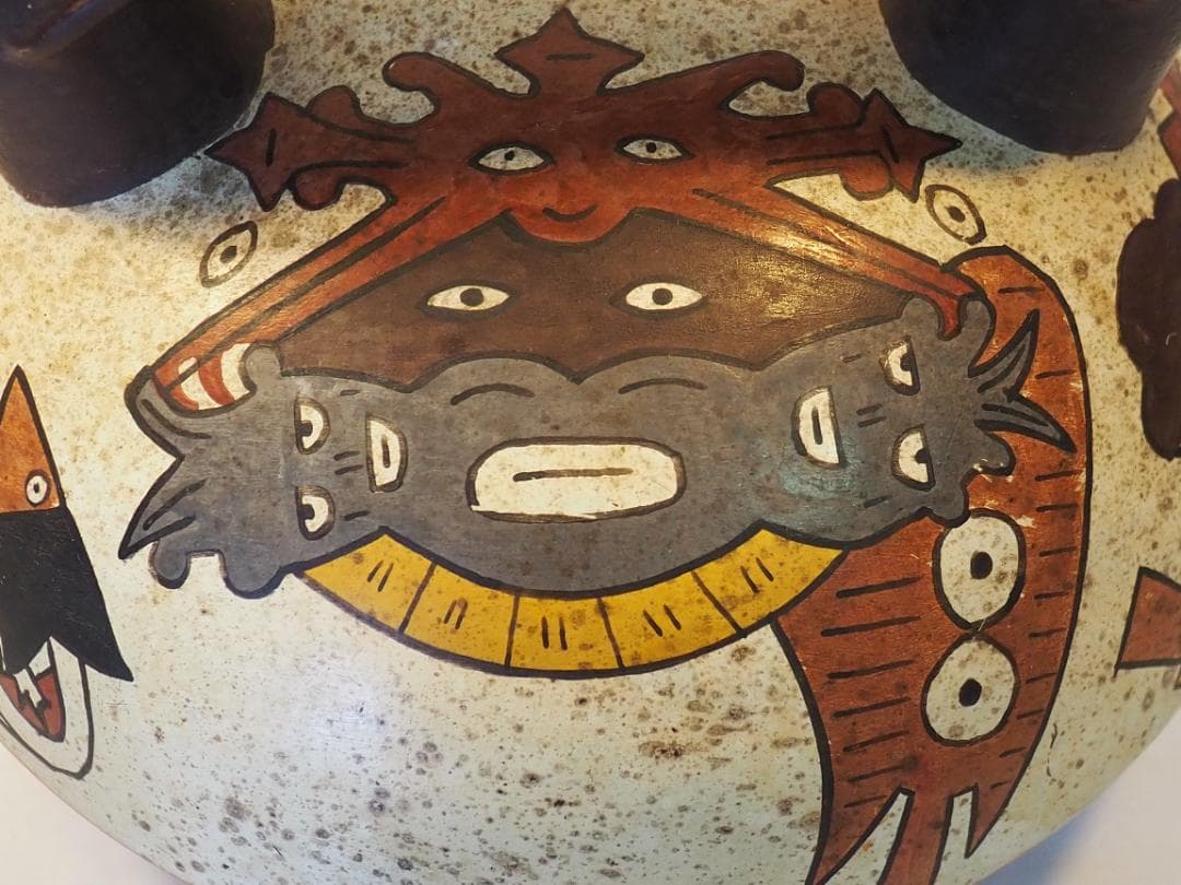 アーチ型(橋型双注口）土器 ナスカ 儀礼用 南米 ペルー 古代アンデス -KA