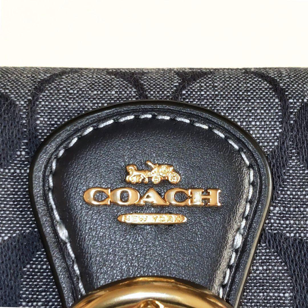 【新品】コーチ　二つ折り 財布　小銭入れ　ケース　カード入れ　　ブルー