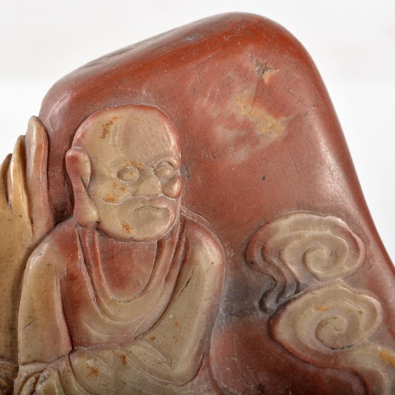 中国 玉石寿山石彫刻 達磨像 人物像 置物 C R5457 中国 玉石寿山石彫刻