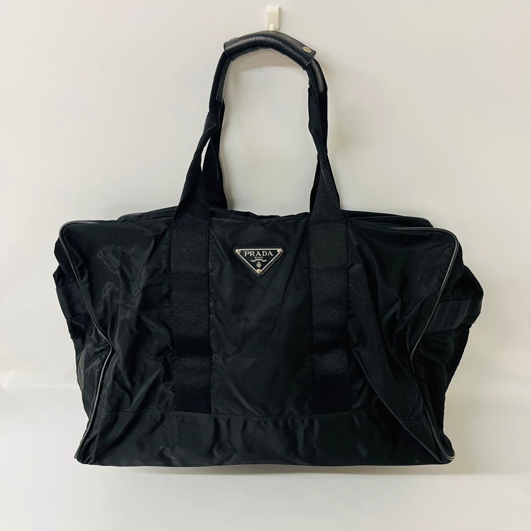 PRADA プラダ 三角ロゴ ナイロン ボストンバッグ ブラック 白タグ有