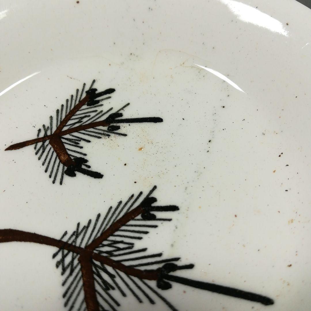 希少 淡路島民平焼 珉平焼 色絵松葉小皿7枚 白交趾