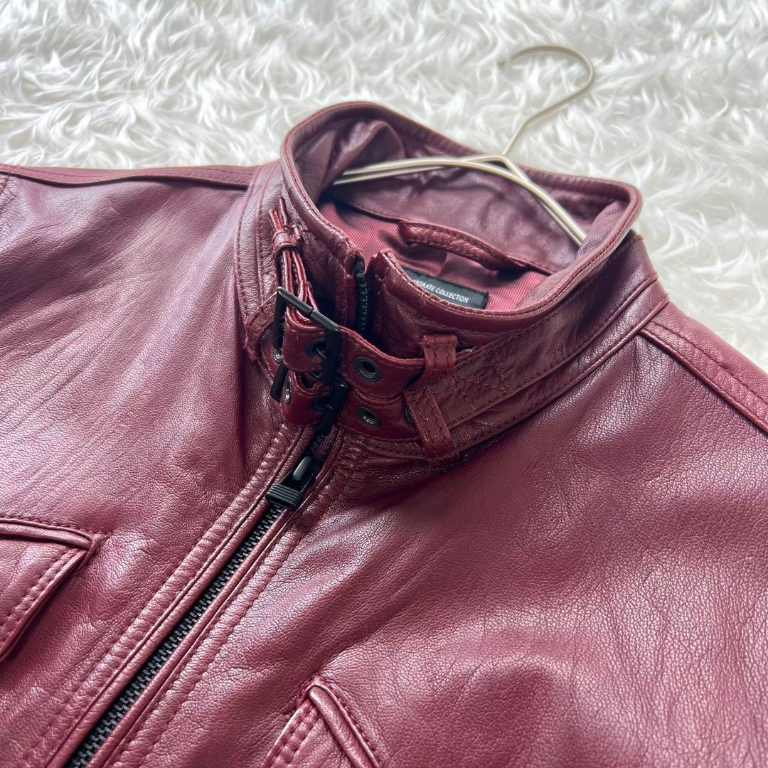 極美品✨ニコルクラブフォーメン ライダースジャケット ボルドー 山羊革 M