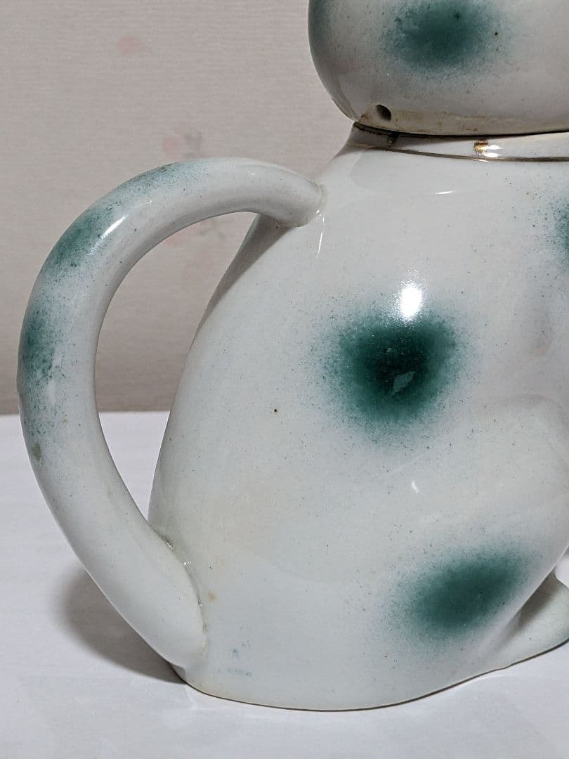 ♢中国 古玩 招き猫 自在 猫形 水注 急須 茶道具 置物飾り 骨董品 古