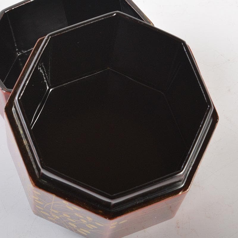 茶道具　塗師　千穂造　井伊大老好　萩に雁蒔絵　八角棗　共箱　V　5864