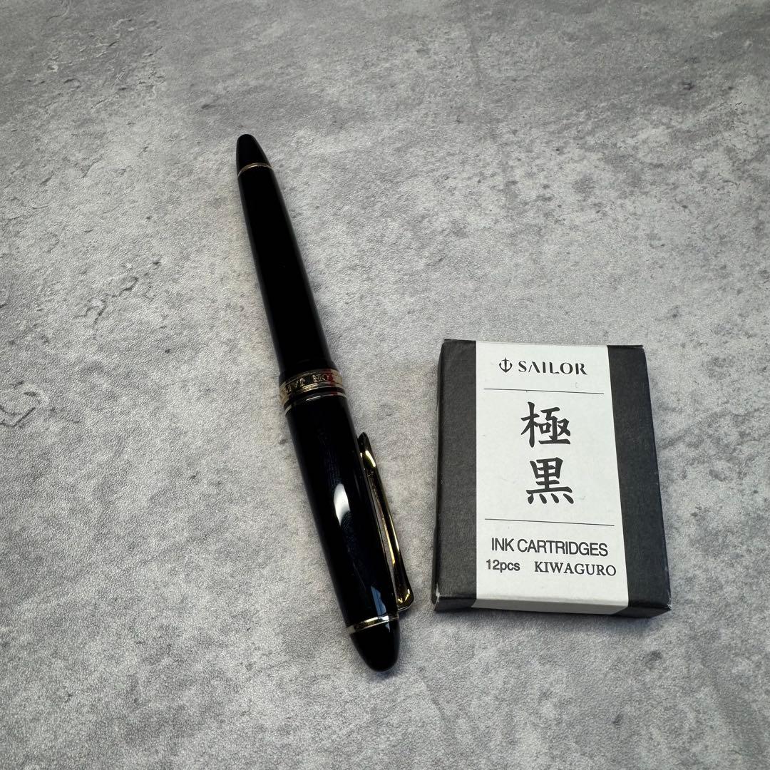 日本製 セーラー 万年筆 14K MS インクカートリッジ約10個付き